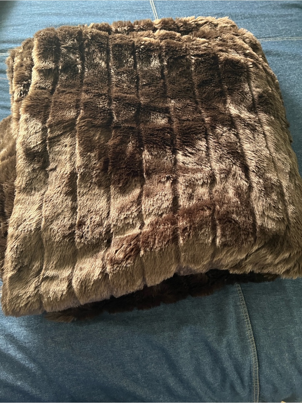 Plush Faux Fur Throw Blanket - Brown